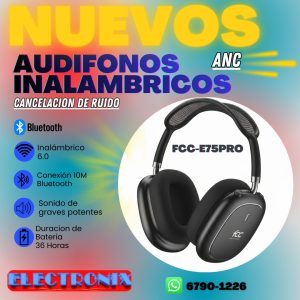 Audífonos Inalámbricos de Oreja FCC con Cancelación de Ruido ANC – Modelo FCC-E75 PRO