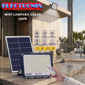 Lámpara Solar Jortan 500W IP66 con Panel Solar y Control Remoto – Iluminación Exterior Potente